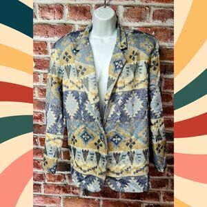 Streetwear Aztec Blazer S | Vintage 80s Southwestern Padded Shoulder Jacket